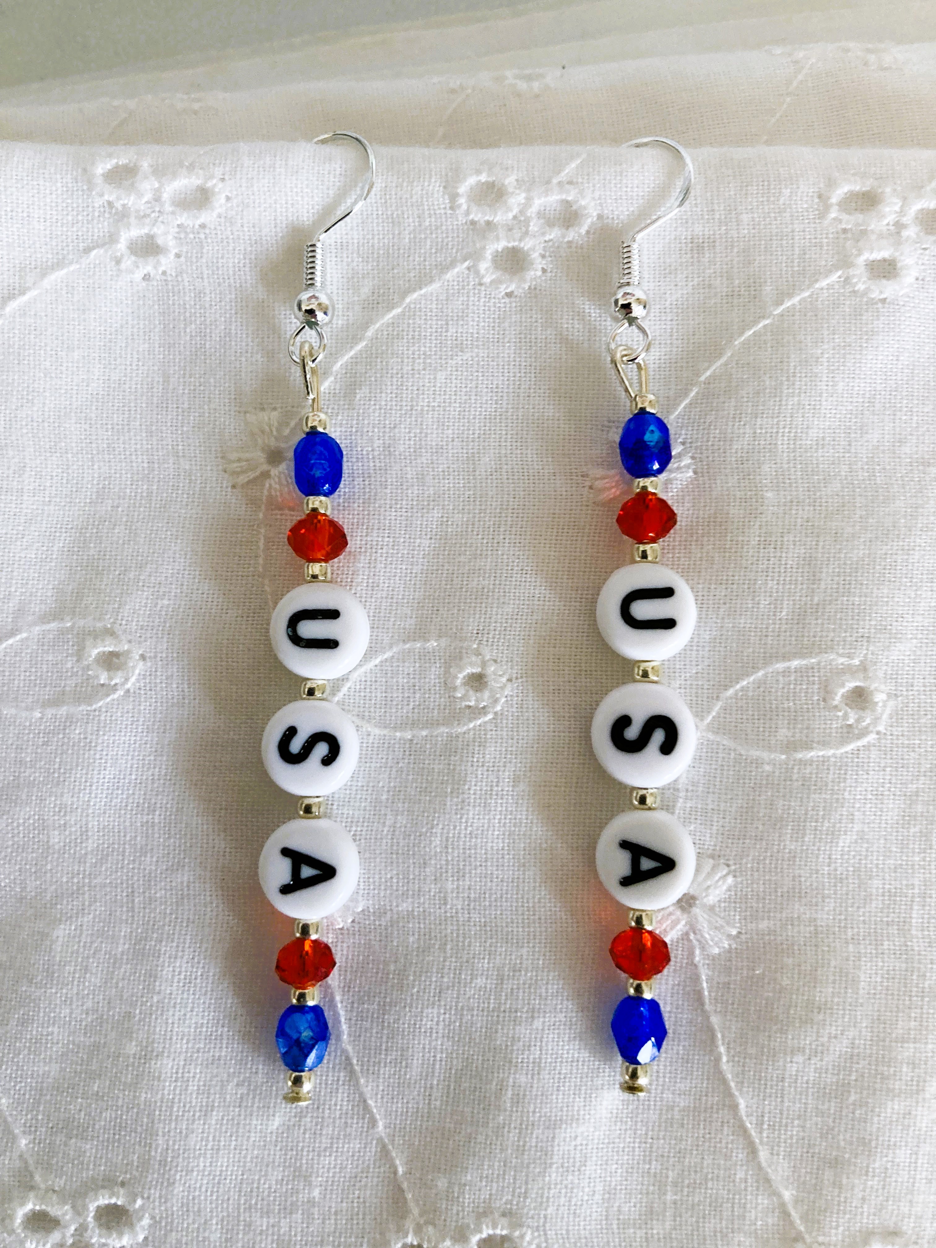 USA Beaded Pierced Earrings