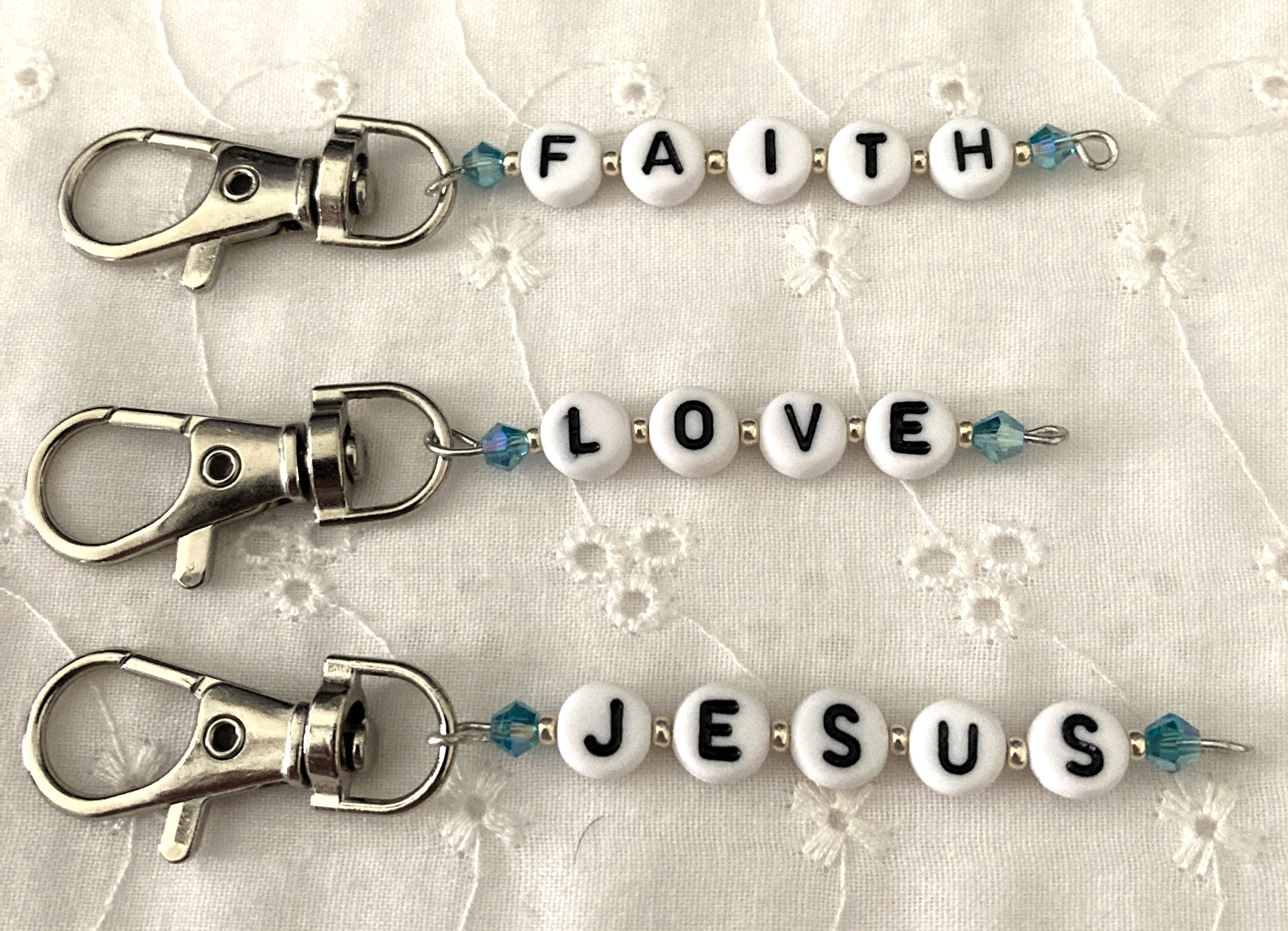 Three Beaded Word Clip Ons.