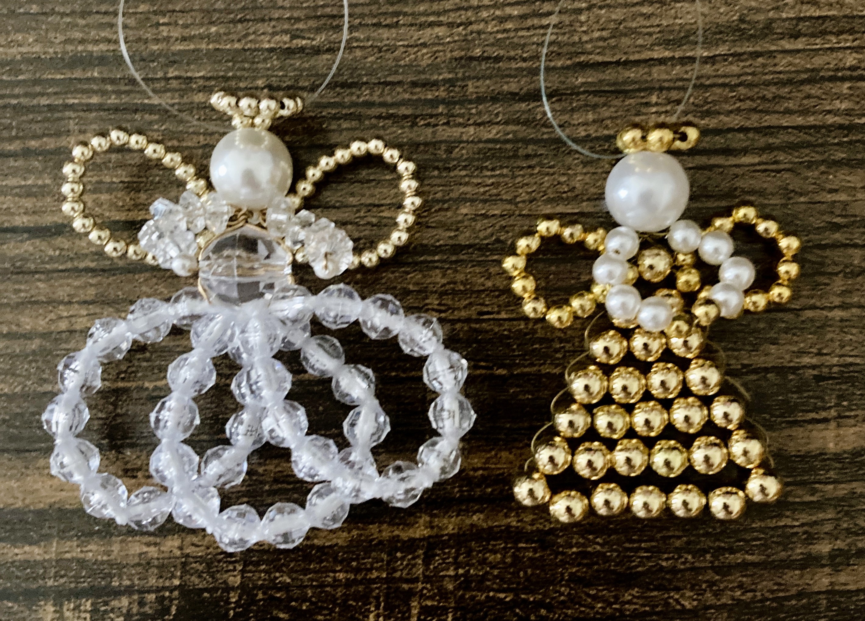 2 Beaded Angel Ornaments