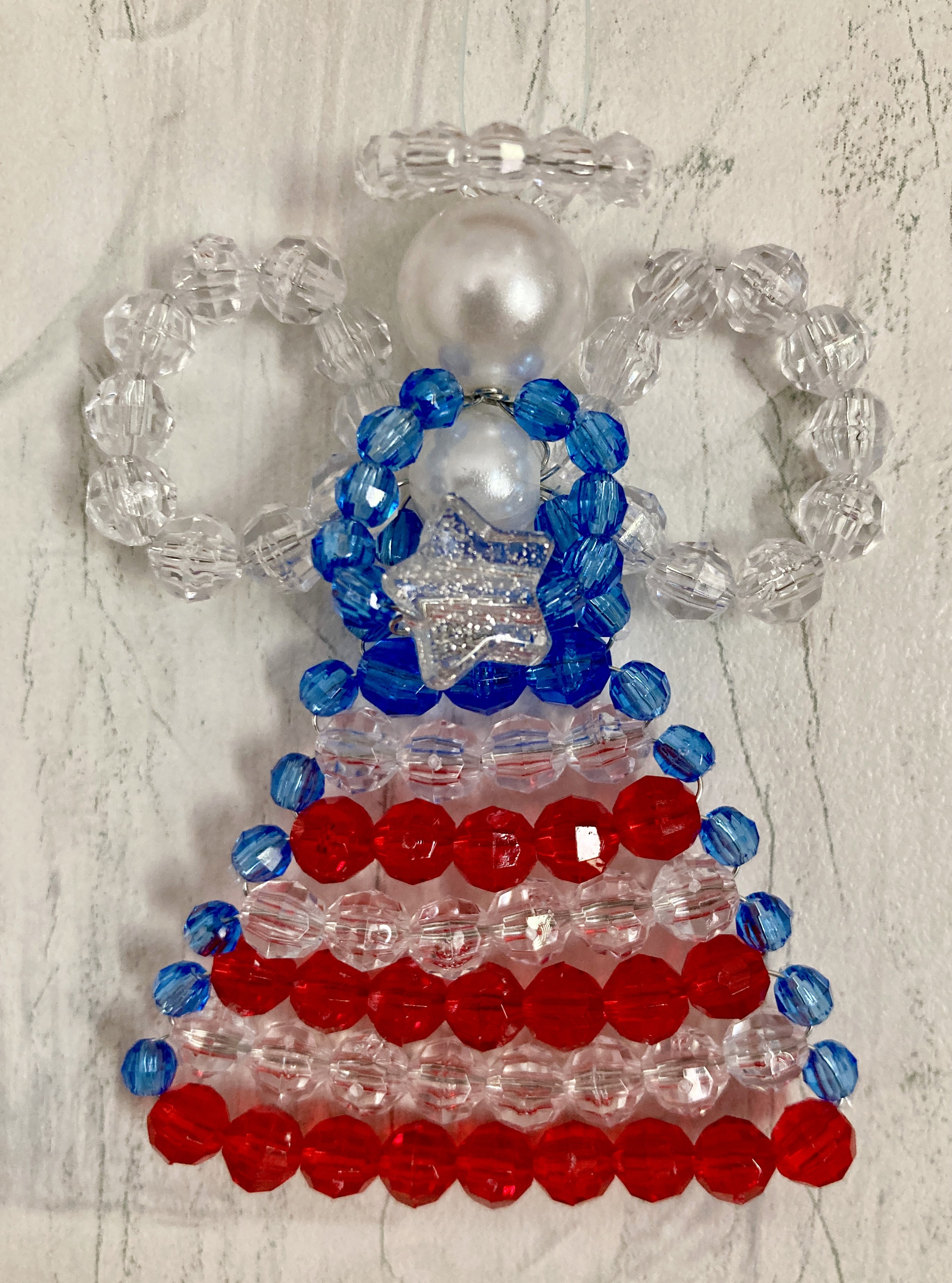 Patriotic Beaded Angel Ornament