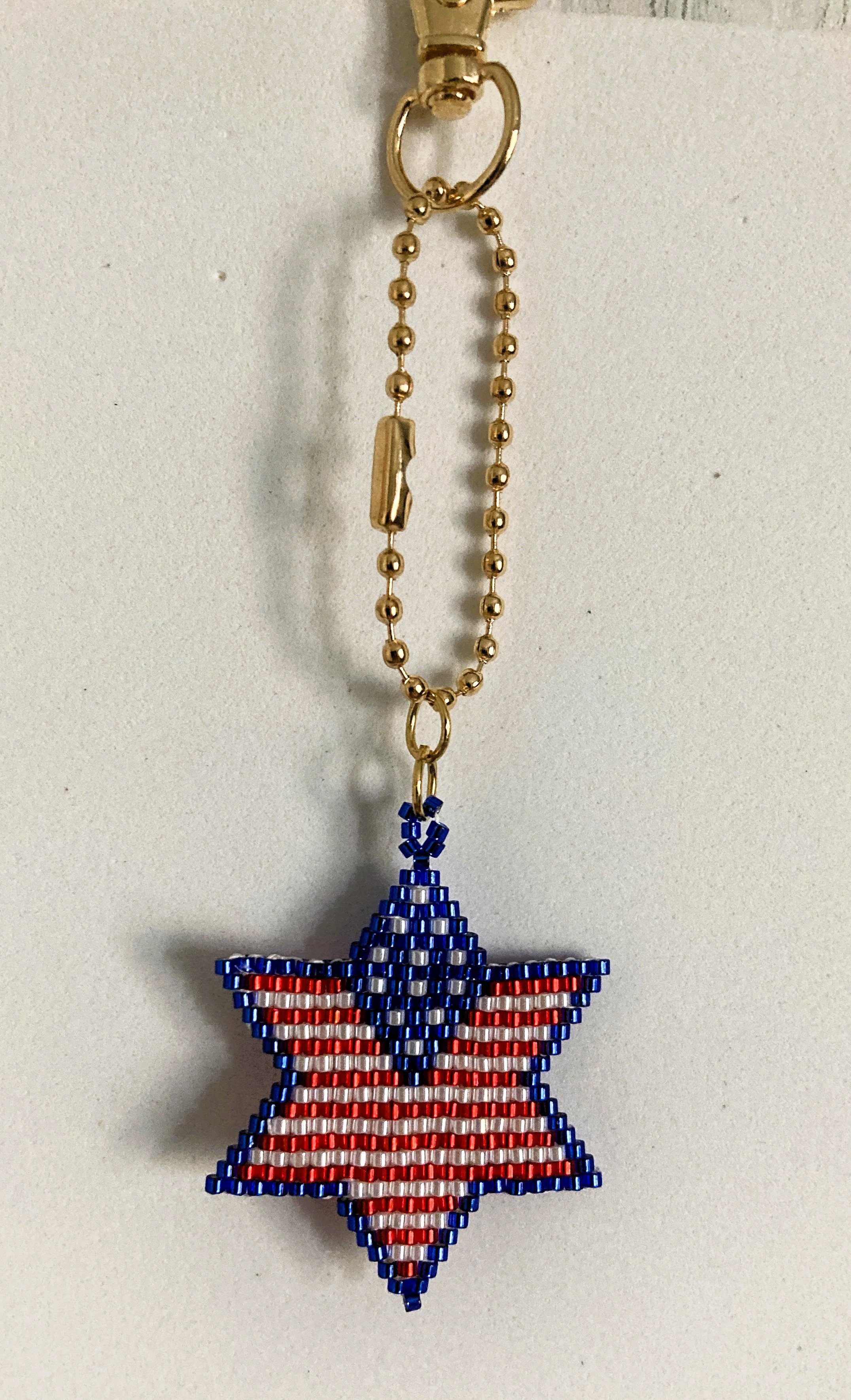 Beaded Patriotic Star Keychain/Ornament 