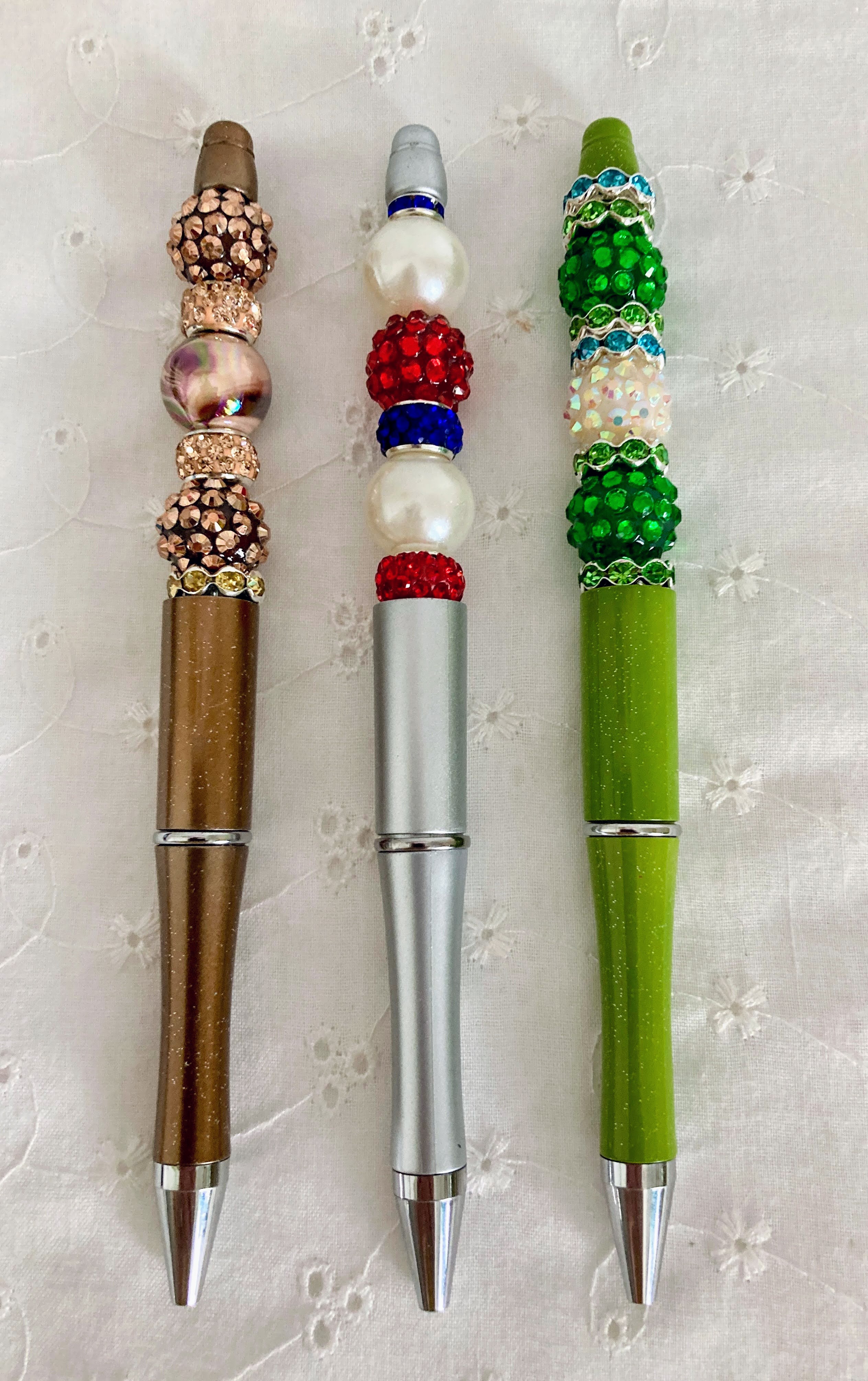 Ballpoint Pens With Beads and Rhinestones.