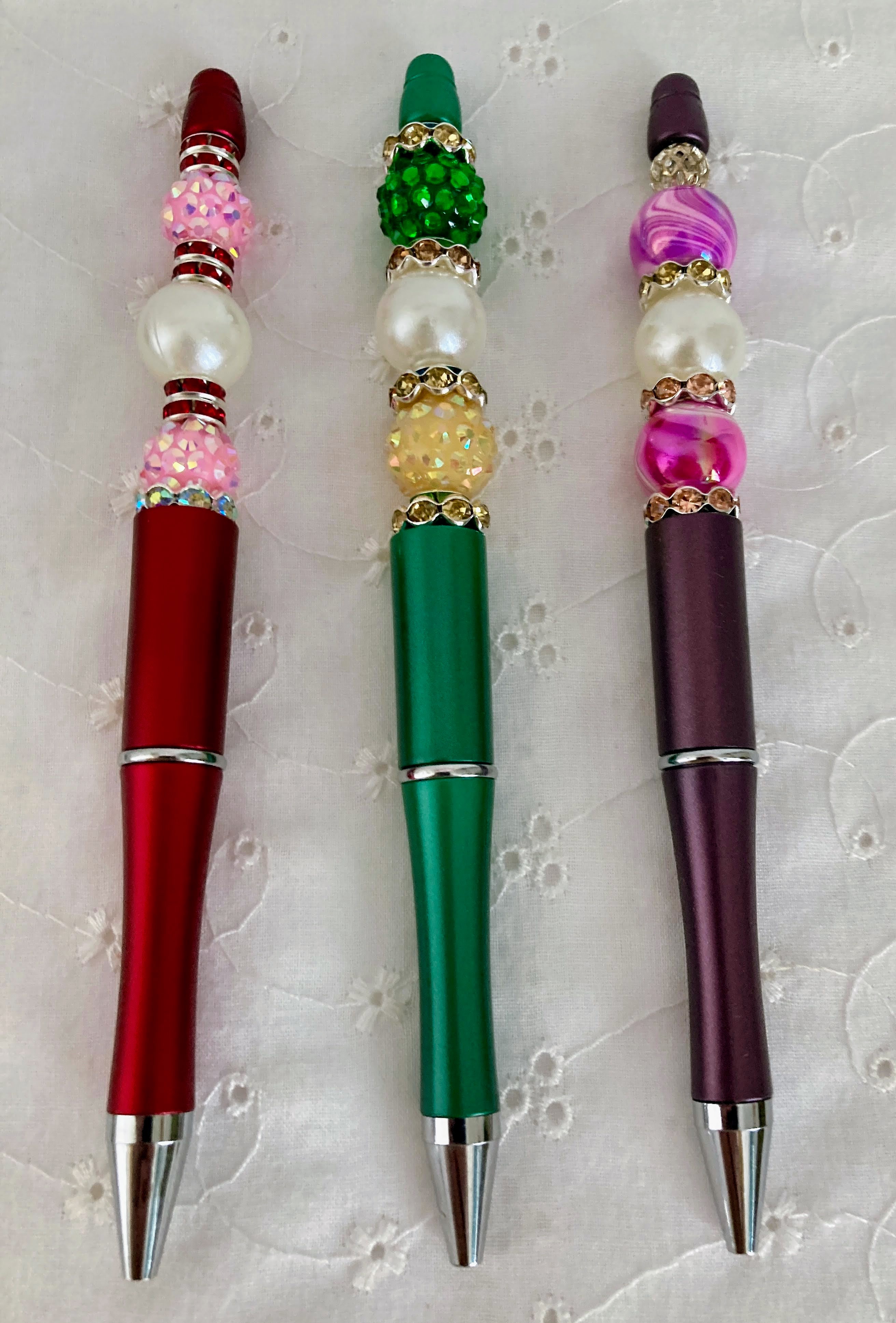Ballpoint Pens With Beads and Rhinestones.