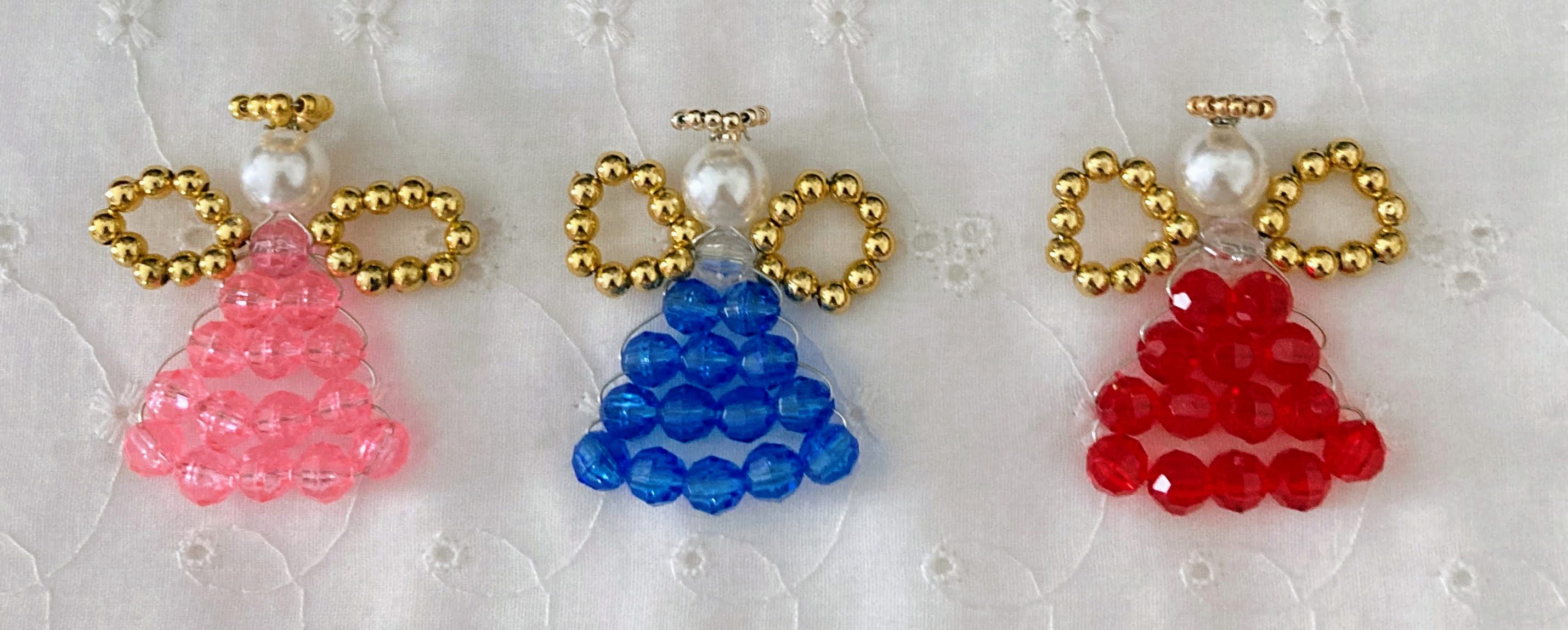 3 Small Beaded Angels